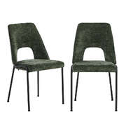 2x Dining Chairs Chenille Fabric Upholstered Kitchen Side Chairs Green