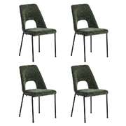4x Dining Chairs Chenille Fabric Upholstered Kitchen Side Chairs Green