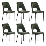 6x Dining Chairs Chenille Fabric Upholstered Kitchen Side Chairs Green