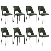 8x Dining Chairs Chenille Fabric Upholstered Kitchen Side Chairs Green