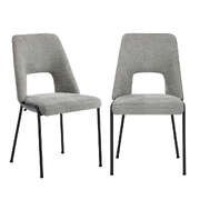 2x Dining Chairs Chenille Fabric Upholstered Kitchen Side Chairs Grey