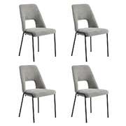 4x Dining Chairs Chenille Fabric Upholstered Kitchen Side Chairs Grey