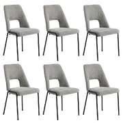 6x Dining Chairs Chenille Fabric Upholstered Kitchen Side Chairs Grey