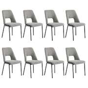 8x Dining Chairs Chenille Fabric Upholstered Kitchen Side Chairs Grey