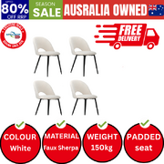 PCS Dining Chairs Accent Chair Armchair Sherpa White