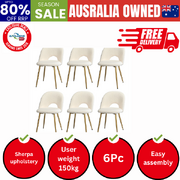 6PCS Dining Chairs Armchair Sherpa Golden White