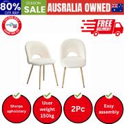 2PCS Dining Chairs Armchair Sherpa Wooden White