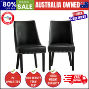 2PCs PU Leather Dining Chair Kitchen Padded Seat Design Black