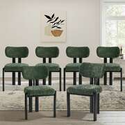 6x Dining Chairs Chenille Kitchen Chair Padded Seat Green