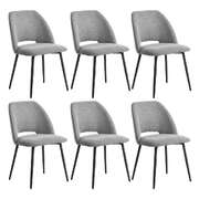 Dining Chair Set of 6 Grey Linen Fabric Padded Seat Accent