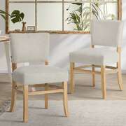 Dining Chairs Set 2 Beige Rubberwood Frame | EXTG