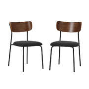 2PCS Dining Kitchen Chair Padded Lounge Seat Corduroy Black