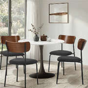 Corduroy Dining Chairs Set of 4 Padded Black | EXTG