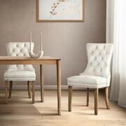 Elegant Beige Dining Chair with French Tufted Design - Velert Dining Chair