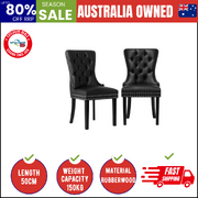 PU Leather Dining Chair in Black with French Tufted Design