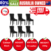 6x Dining Chairs Upholstered French Provincial Tufted PU Leather Black