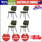 4x Dining Chair Vintage Retro Polyester Padded Green