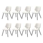 8x Dining Chair Vintage Retro Sherpa Padded White