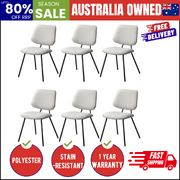 6x Dining Chair Vintage Retro Polyester Padded White