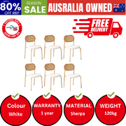 6PCS Dining Chair Accent Chairs Rattan Furniture Sherpa White