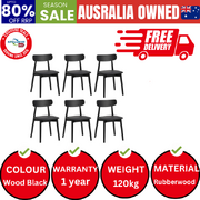 6x Dining Chairs Kitchen Chair PU Leather Solid Wood Cafe Lounge Black