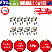 8x Dining Chairs Rattan Chair Wooden Balck