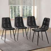 4x Dining Chairs PU Leather Padded Seat Retro Black