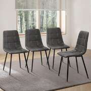 4x Dining Chairs PU Leather Padded Seat Retro Grey