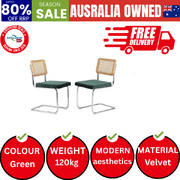 2x Rattan Dining Chairs Cesca Replica Cantilever Velvet Seat for Kitchen