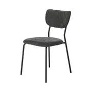 Set of 4 Dining Chairs Linen Fabric Padded Seat Grey Modern Upholstered