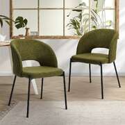 2x Armchair Dining Chair Sherpa Green&Black