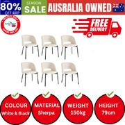 6x Armchair Dining Chair Accent Chairs Tub Armchairs Sherpa White&Black