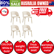 4x Armchair Dining Chair Accent Chairs Tub Armchairs Sherpa White&Gold