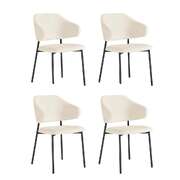 4x Dining Chairs Tub Sherpa White&Black