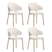 4x Dining Chair Accent Chairs Armchair Tub Armchairs Sherpa Gold&White
