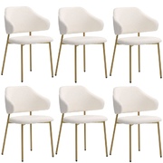 6x Dining Chair Accent Chairs Armchair Tub Armchairs Sherpa Gold&White
