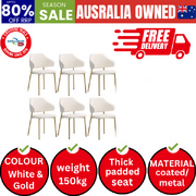 6x Dining Chair Accent Chairs Armchair Tub Armchairs Sherpa Gold&White