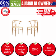 2x Dining Chair Metal Hans Wegner Chair Wishbone Beige