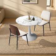 Dining Table Set White Pu Leather