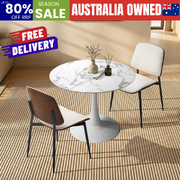 Dining Table Set White Pu Leather