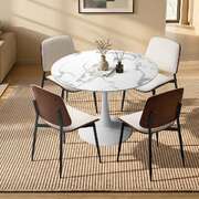 Dining Table Set White Pu Leather