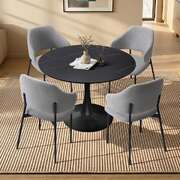 Round Dining Set Grey Fabric 52x48x80cm