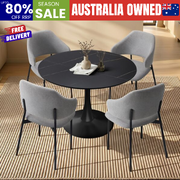 Round Dining Set Grey Fabric 52x48x80cm