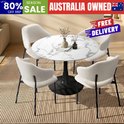 Dining Set White Fabric 52x48x80cm
