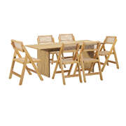 180cm Rectangular Dining Table with 6PCS Dining Chairs Foldable Natural