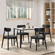 Dining Table 1.2m with 4PCS Wooden PU Leather Chairs White & Black Set