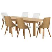 200cm Extendable Dining Table with 6PCS Dining Chairs PU Leather White