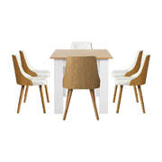Extendable Dining Table & 6pcs Chair with Leather Seat