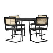 5PCS Dining Set 1.1m Round Table and Chairs PU Leather Pad