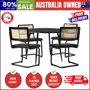 5PCS Dining Set 1.1m Round Table and Chairs PU Leather Pad